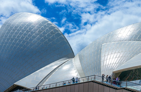Sydney, Australia - October 17, 2014: Tourists under the architectures  of the Opera Houseのeditorial素材