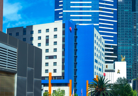 Melbourne, Australia - October 9, 2014:   Architectures of a shopping center area in South Bankのeditorial素材
