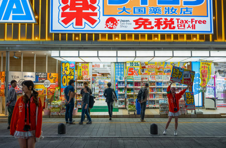 Tokyo, Japan  - June 8, 2017: Traditional shops in the Kabukicho district famous for the nightlifeのeditorial素材