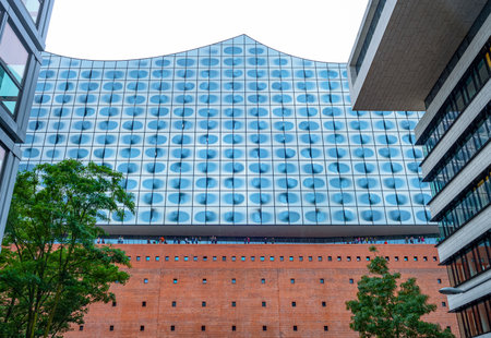 Hamburg, Germany - July 25, 2017: Upward view of the Elbphilharmonie Palace