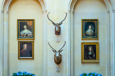 Invergordon, Scotland - May 28, 2019:  The entrance hall of the Dunrobin castleのeditorial素材