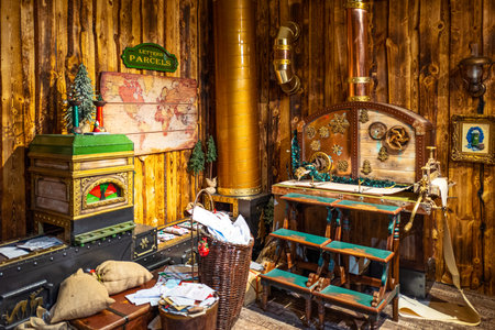 Rovaniemi, Finland - November 29, 2018: The Post Office interior of the Santa Claus Village and Parkのeditorial素材