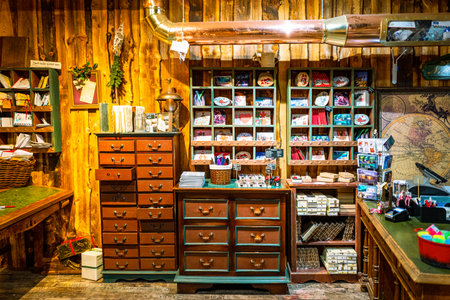 Rovaniemi, Finland - November 30, 2018:  A post card shop in the Santa Claus Village and Parkのeditorial素材