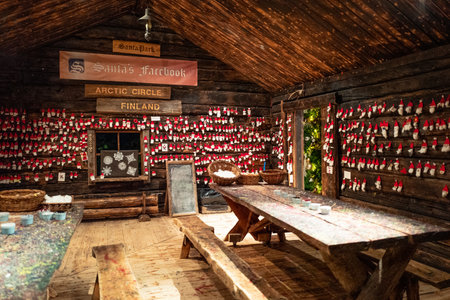 Rovaniemi, Finland - November 29, 2018: A fun area for the youngest in the Santa Claus Village and Parkのeditorial素材