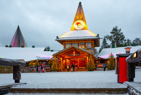 Rovaniemi, Finland - November 29, 2018:  The Santa Claus office in the Santa Claus Village and Parkのeditorial素材