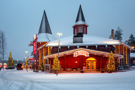 Rovaniemi, Finland - November 29, 2018: A restaurants in the Santa Claus Village and Parkのeditorial素材