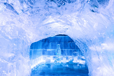 Rovaniemi, Finland - November 30, 2018:  The ice gallery and bar in the Santa Claus Village and Parkのeditorial素材