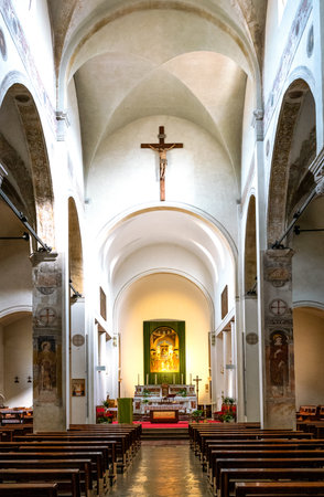 Conegliano, Italy - July 21, 2019: The nave of the Cathedralのeditorial素材