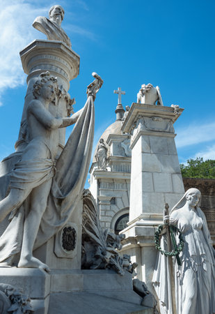 Buenos Aires, Argentina - January 20, 2018: The sculptures of the Recoleta Monumental Cemeteryのeditorial素材