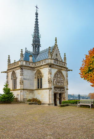 Amboise, France - November 15, 20118: The St Hubert chapel on the terrace of the Royal castle of Amboiseのeditorial素材