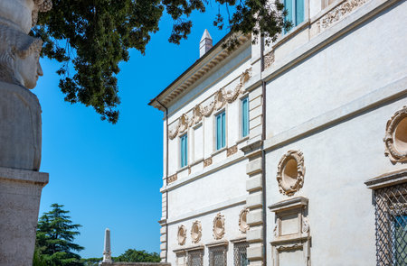 Rome, Italy - July 19, 2018: Villa Borghese, the palace seen from the gardenのeditorial素材
