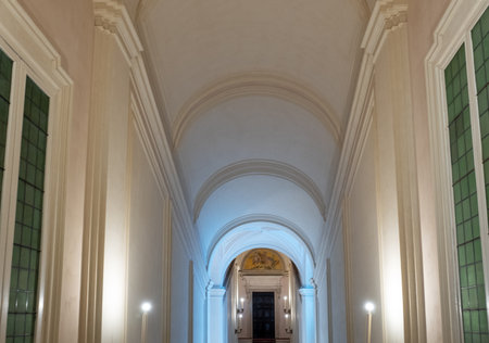 Rome, Italy -January 11, 2019: The main staircase of the Quirinale palace