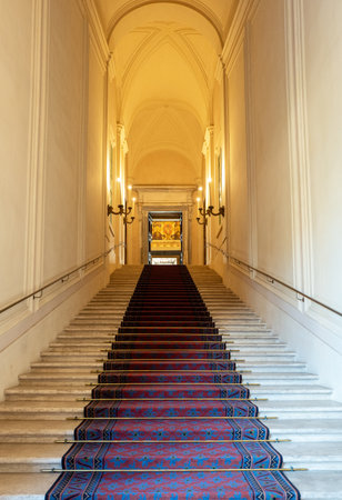 Rome, Italy -January 11, 2019: The main staircase of the Quirinale palaceのeditorial素材