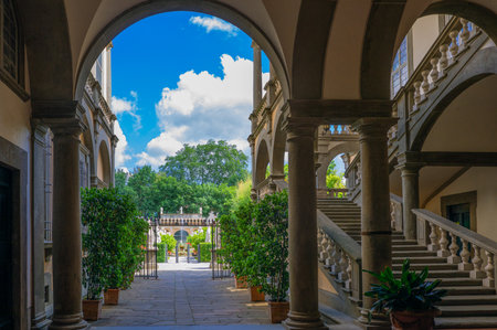 Lucca, Italy - June 5, 2018: The entrance of the Pfanner palaceのeditorial素材