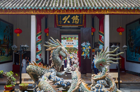Hoi An, Vietnam - November 21, 2019: The courtyard of a temple in the old townのeditorial素材