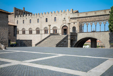 Itaky, Viterbo, exterior view of the Palazzo Dei Papi (Pope's palace)のeditorial素材