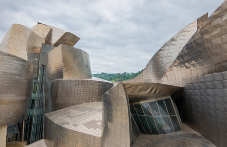 Bilbao, Spain - June 14, 2018: The modern metal structure of the Guggenheim museumのeditorial素材