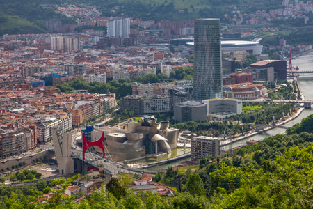 Bilbao Spain - June 16, 2018: Panoramic view of the city with the Guggenheim museum areaのeditorial素材