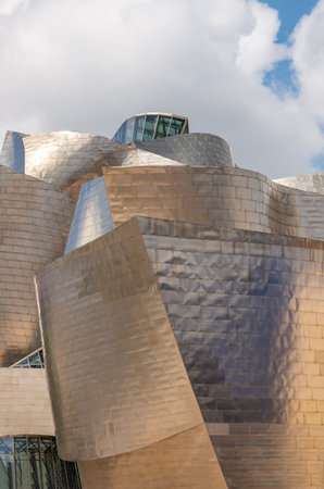 Bilbao, Spain - June 16, 2018: The modern metal structure of the Guggenheim museum of modern artのeditorial素材