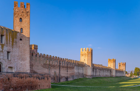 Montagnana, Italy - March 4, 2022: View of the medieval walls that surround the townのeditorial素材