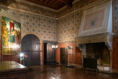 Gradara, Italy - May 29, 2018: The Mastio hall of the Malatesta Fortressのeditorial素材