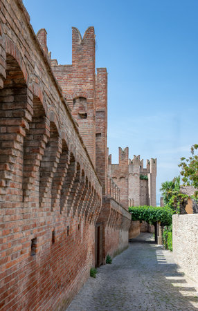 Italy Gradara, internal view of the walls surrounding the medieval villageのeditorial素材