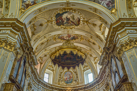 Bergamo, Italy - March 7, 2017: The decorated vault of the St.Alexader Cathedralのeditorial素材
