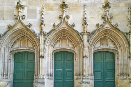 France, Bordeaux, the three doors portal of the St. Eloi churchの写真素材