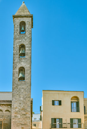 Taranto, Italy, the bell tower of the St Cataldo Cathedralの写真素材