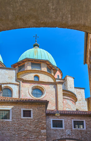 Treviso, Italy, the old Rectories and the domes of the cathedral of St. Peterの写真素材