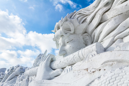 Harbin, China - February 2013: Snow sculptures in the 25th China Harbin Sun Island International Snow Sculpture Art Expo. Located in Harbin City, Heilongjiang, China.のeditorial素材
