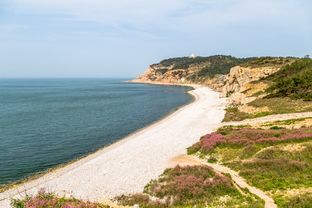 Jiuzhangya Scenery Spot beach in Changdao Island, located near Yantai, Shandong, Chinaの写真素材