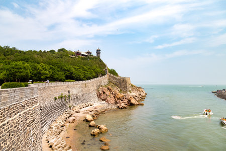 Penglai Pavilion near Yantai, Shandong, Chinaのeditorial素材