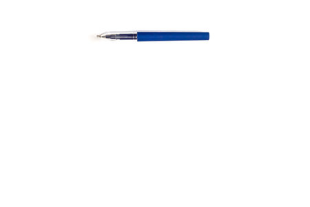 Blue pen Isolated on white, ready for your design templateの写真素材