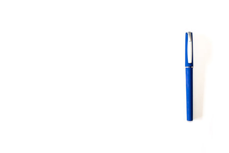Blue pen Isolated on white, ready for your design templateの写真素材