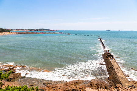 Badaguan Scenic Area in Taiping Bay, Qingdao Coast, Chinaの写真素材