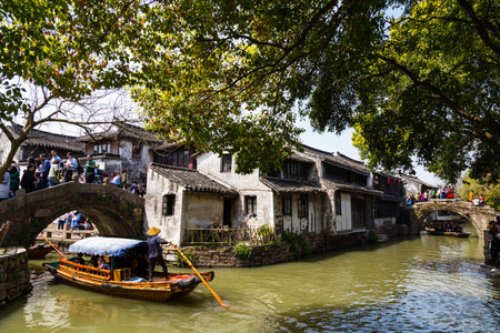 April 2017 - Zhouzhuang, China - Zhouzhuang is one of the most famous water villagesのeditorial素材