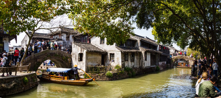April 2017 - Zhouzhuang, China - Zhouzhuang is one of the most famous water villagesのeditorial素材