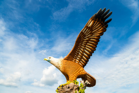 February 2017 - Langkawi, Malaysia - Eagle Square in Langkawi, near the Kuah port, in late afternoon light. This giant Eagle statue is the symbol of Langkawi island, Malaysiaのeditorial素材