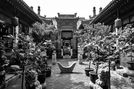 Aug 2013 - Pingyao, Shanxi province, China - One of the courtyards of Ri Sheng Chang, the oldest bank in the world in the  Pingyao Ancient City. Pingyao is a UNESCO World Heritage Siteのeditorial素材