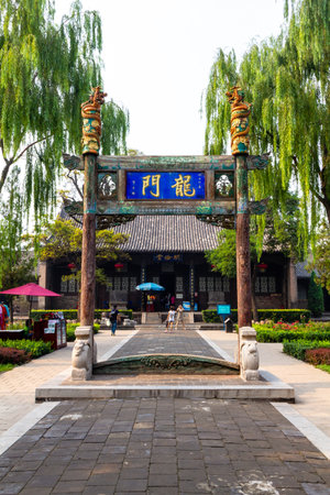 Aug 2013 - Pingyao, Shanxi, China - One of the courtyards of Confucius temple in Pingyao. Known as one of the best preserved villages of China, Pingyao is a UNESCO world Heritage siteのeditorial素材