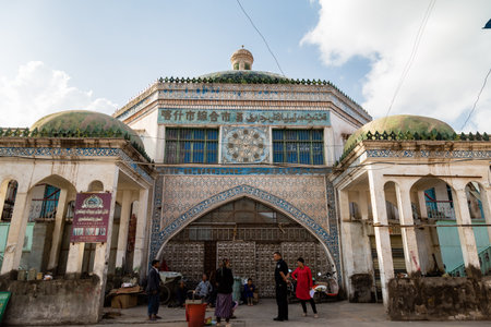 Aug 2017, Kashgar, Xingjiang, China: the famous Sunday Market of Kashgar, a popular destination along the Silk Road, is crowded every day with tourists and local Uighur peopleのeditorial素材