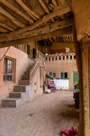 Aug 2017, Tuyoq village (Tuyuk): interior courtyardのeditorial素材