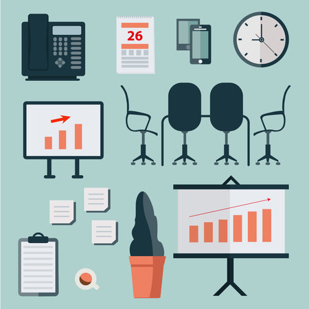 Office items set vector illustration.のイラスト素材