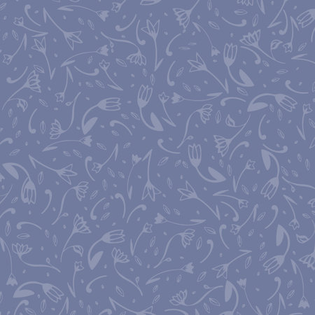 Blue floral seamless pattern tone on toneのイラスト素材