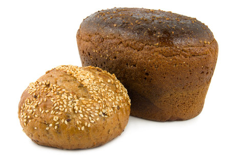 Sweet bread and brown bread isolated on white backgroundの写真素材