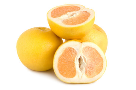 Ripe grapefruit isolated on a white backgroundの写真素材