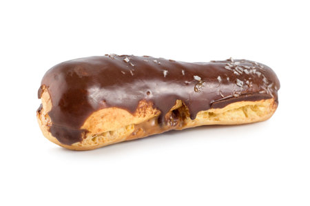 Chocolate eclair isolated on a white backgroundの写真素材