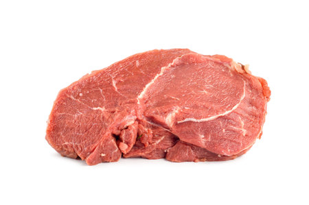 Raw juicy meat isolated on a white backgroundの写真素材