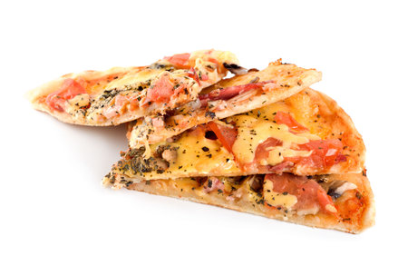 Pizza isolated on a white backgroundの写真素材